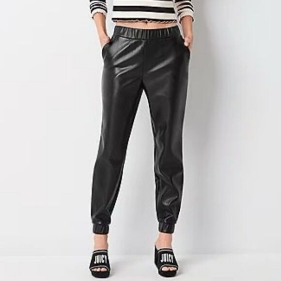 Juicy by Juicy Couture Faux Leather Jogger Pants Size Small - Picture 1 of 7
